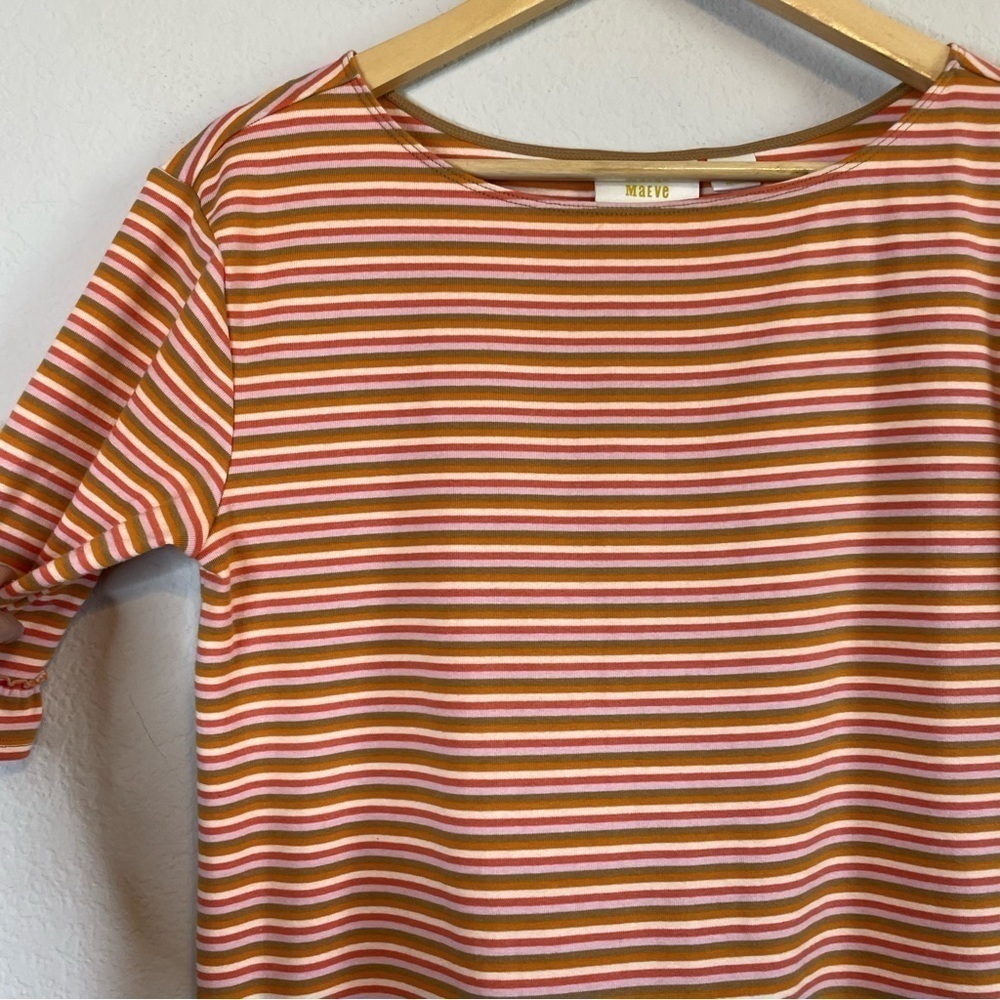 Anthropologie Striped Orange and White Peplum Top - Picture 4 of 14